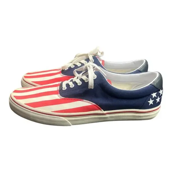 Ralph Lauren Polo “Thornton” Flag Stripe Canvas Sneakers Men’s 13D Patriotic USA - Picture 5 of 9